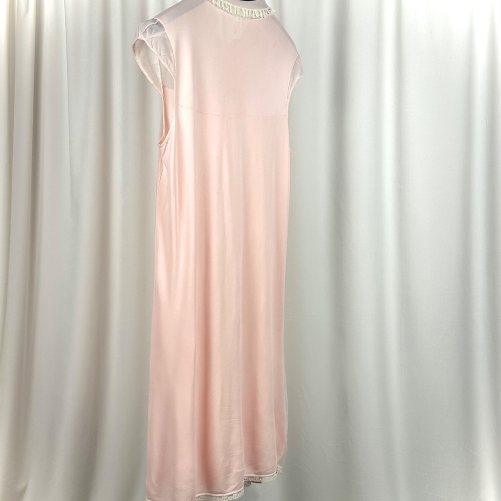 Vintage 60s Pink Sheer Nightgown | Belinda Lace Nylon Slip S/M - Picture 11 of 13